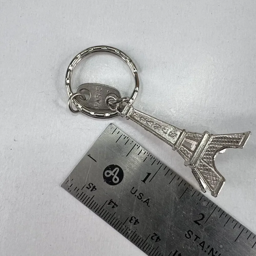 Eiffel Tower Paris France Silver Color 3D Standing Keychain Souvenir 1.75